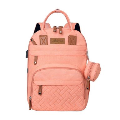 MOCHILA LUBABYCAS A01 MATERNAL CON MONEDERO Y COLGADOR ROSADO - 1