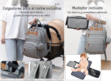 MOCHILA LUBABYCAS A01 MATERNAL CON MONEDERO Y COLGADOR ROSADO - 3