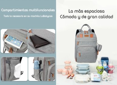 MOCHILA LUBABYCAS A01 MATERNAL CON MONEDERO Y COLGADOR ROSADO - 6