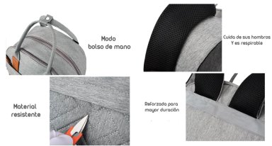 MOCHILA LUBABYCAS A01 MATERNAL CON MONEDERO Y COLGADOR ROSADO - 7