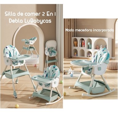 SILLA COMER LUBABYCAS MECEDORA 2 EN 1 CON RUEDAS ROSADO - 2