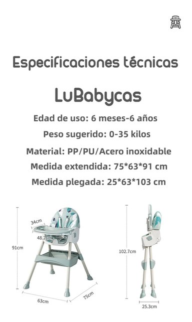 SILLA COMER LUBABYCAS MECEDORA 2 EN 1 CON RUEDAS ROSADO - 7