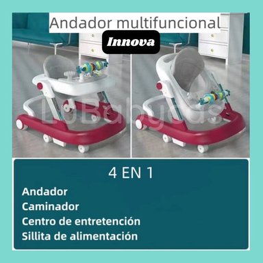 ANDADOR CAMINADOR LUBABYCAS MULTIFUNCIONAL 4 EN 1 BURDEOS - 2