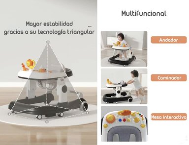 ANDADOR LUBABYCAS CON APOYA PIES Y MÁS ACCESORIOS GRIS - 4
