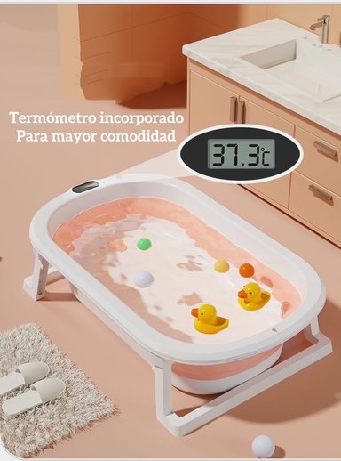 BAÑERA LUBABYCAS CLEVER PLEGABLE CON TERMÓMETRO Y MÁS ACCESORIOS VIOLETA AZUL - 2