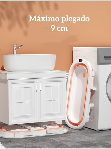 BAÑERA LUBABYCAS CLEVER PLEGABLE CON TERMÓMETRO Y MÁS ACCESORIOS VIOLETA AZUL - 3