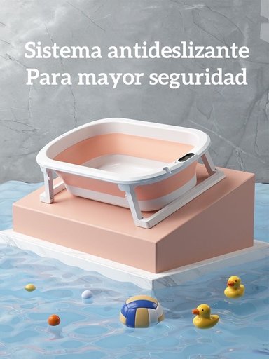 BAÑERA LUBABYCAS CLEVER PLEGABLE CON TERMÓMETRO Y MÁS ACCESORIOS VIOLETA AZUL - 5