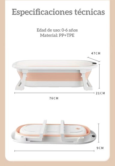 BAÑERA LUBABYCAS CLEVER PLEGABLE CON TERMÓMETRO Y MÁS ACCESORIOS VIOLETA AZUL - 9