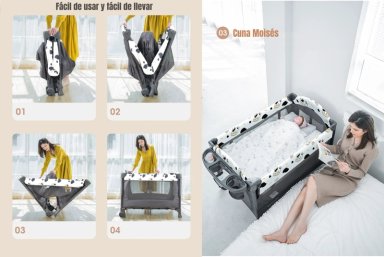 CUNA COLECHO LUBABYCAS LEÓN ACERO INOXIDABLE AZUL CORRAL 3 EN 1 - 5