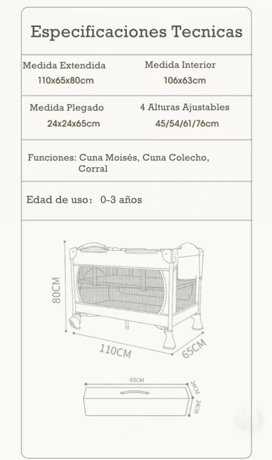 CUNA COLECHO LUBABYCAS LEÓN ACERO INOXIDABLE AZUL CORRAL 3 EN 1 - 6