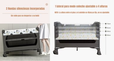 CUNA COLECHO LUBABYCAS LEÓN ACERO INOXIDABLE AZUL CORRAL 3 EN 1 - 8