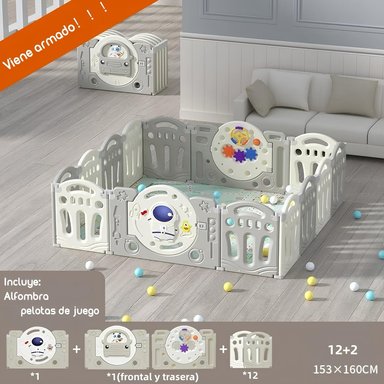 CORRAL LUBABYCAS BEBÉ ARMADO 153X160 CM CON ACCESORIOS GRIS - 2