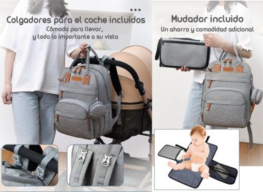MOCHILA LUBABYCAS A01 MATERNAL CON MONEDERO Y COLGADOR AZUL - 3
