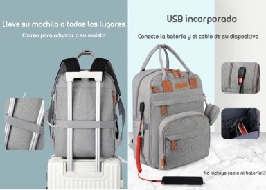 MOCHILA LUBABYCAS A01 MATERNAL CON MONEDERO Y COLGADOR AZUL - 5