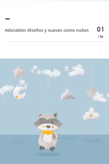 MÓVIL LUBABYCAS MUSICAL 360° CON CAJA BUHO ROSADO - 3