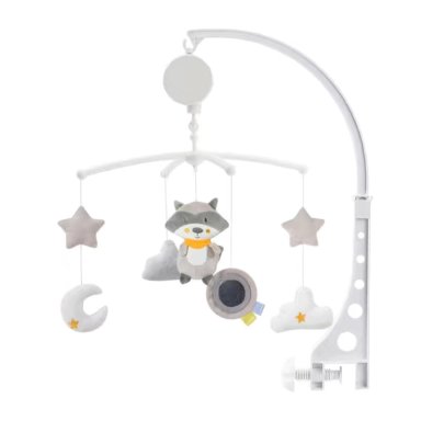 MÓVIL LUBABYCAS MUSICAL 360° CON CAJA MAPACHE GRIS - 1