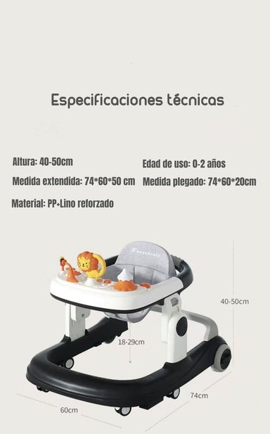 ANDADOR LUBABYCAS CON APOYA PIES Y MÁS ACCESORIOS NEGRO - 8