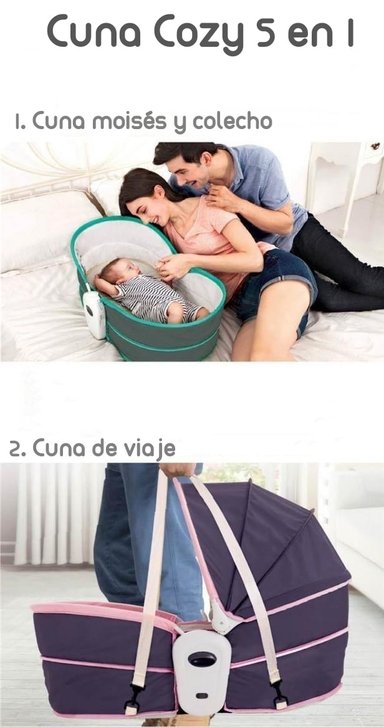 CUNA MOISE S 5 EN 1 CON VIBRACION MOSQUITERO LUBABYCAS ROSADA - 2
