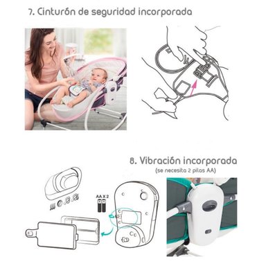 CUNA MOISE S 5 EN 1 CON VIBRACION MOSQUITERO LUBABYCAS ROSADA - 5