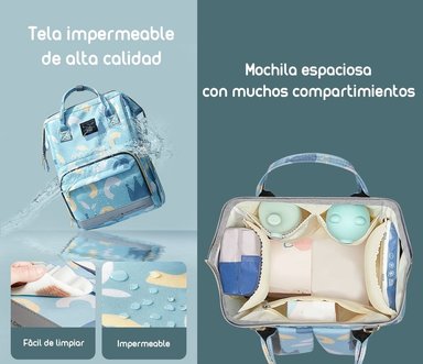 MOCHILA MATERNAL IMPERMEABLE CON USB LUBABYCAS ROSADA - 5