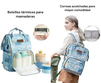 MOCHILA MATERNAL IMPERMEABLE CON USB LUBABYCAS ROSADA - 6