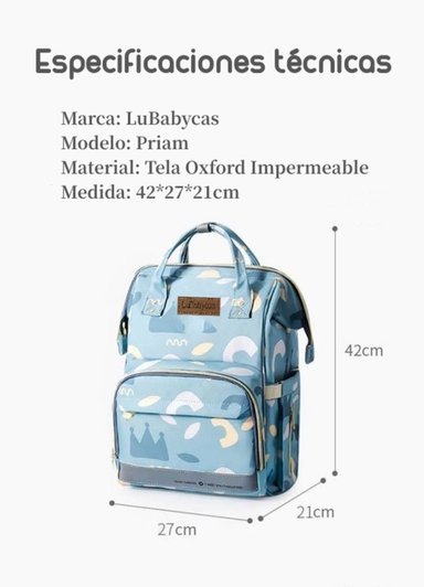 MOCHILA MATERNAL IMPERMEABLE CON USB LUBABYCAS ROSADA - 8