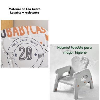 SILLA COMER LUBABYCAS MULTIFUNCIONAL CON RUEDAS ROSADO - 6