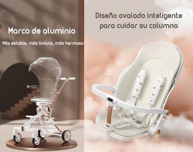 COCHE PASEO LUBABYCAS 360° CON MESITA BLANCO - 4