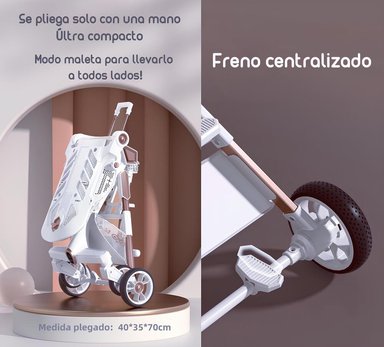 COCHE PASEO LUBABYCAS 360° CON MESITA BLANCO - 8
