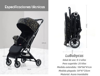 COCHE PASEO LUBABYCAS ÚLTRA COMPACTO NEGRO - 8
