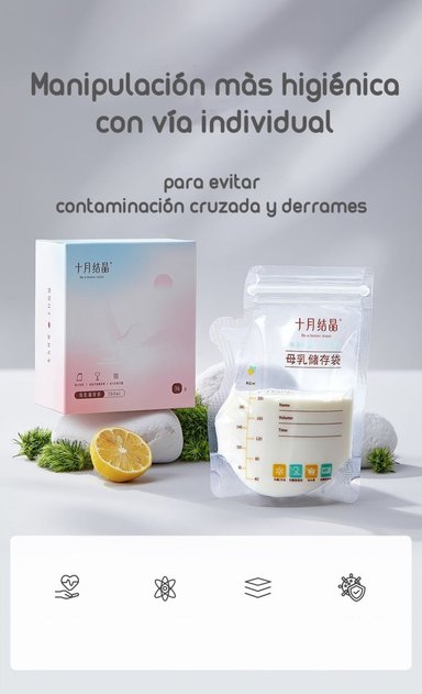 BOLSA PARA LECHE MATERNAL LUBABYCAS BLANCO 108 UNIDADES Y 1 PLUMÓN - 2