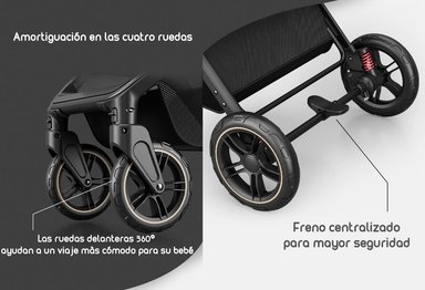 COCHE PASEO LUBABYCAS MODO APEGO Y PANORÁMICO GRIS - 6