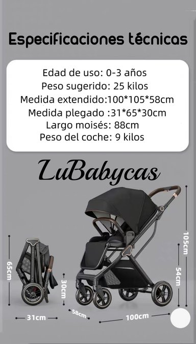 COCHE PASEO LUBABYCAS MODO APEGO Y PANORÁMICO GRIS - 8