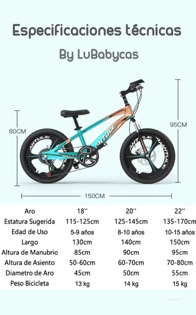 BICICLETA LUBABYCAS ARO 20 INFANTIL 8-10 AÑOS VERDE - 7