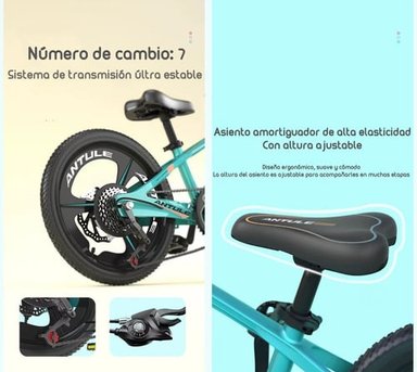 BICICLETA INFANTIL 10-15 AÑOS ARO 22 LUBABYCAS VERDE - 6