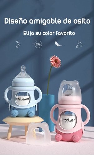 MAMADERAS LUBABYCAS CON CHUPETES Y PROTECTOR AZUL - 2