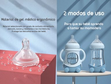 MAMADERAS LUBABYCAS CON CHUPETES Y PROTECTOR AZUL - 4