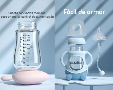 MAMADERAS LUBABYCAS CON CHUPETES Y PROTECTOR AZUL - 6