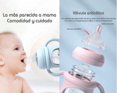 MAMADERAS LUBABYCAS CON CHUPETES Y PROTECTOR AZUL - 7