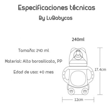 MAMADERAS LUBABYCAS CON CHUPETES Y PROTECTOR ROSADO - 7