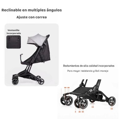 COCHE PASEO LUBABYCAS PREMIUM ÚLTRA COMPACTO NEGRO - 5