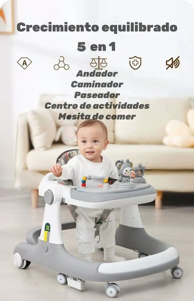 ANDADOR CAMINADOR LUBABYCAS 5 EN 1 CON APOYA PIES ROJO - 2