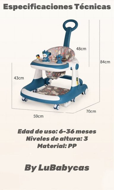 ANDADOR CAMINADOR LUBABYCAS 5 EN 1 CON APOYA PIES ROJO - 8