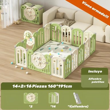 CORRAL LUBABYCAS ARMADO MULTIPOSICIONES ACCESORIOS 160*191 CM VERDE - 2