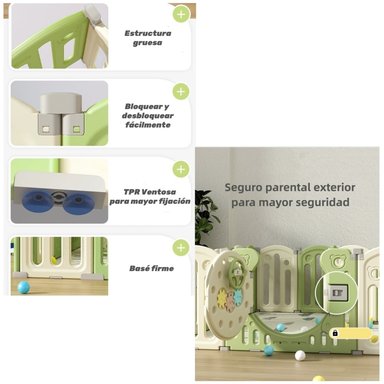 CORRAL LUBABYCAS ARMADO MULTIPOSICIONES ACCESORIOS 160*191 CM VERDE - 4