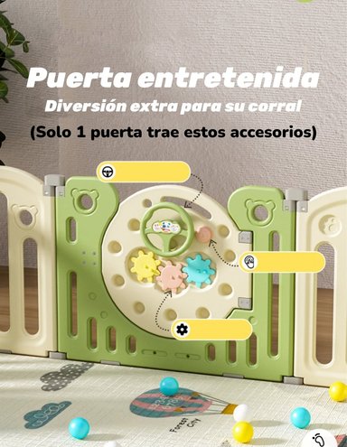 CORRAL LUBABYCAS ARMADO MULTIPOSICIONES ACCESORIOS 160*191 CM VERDE - 6
