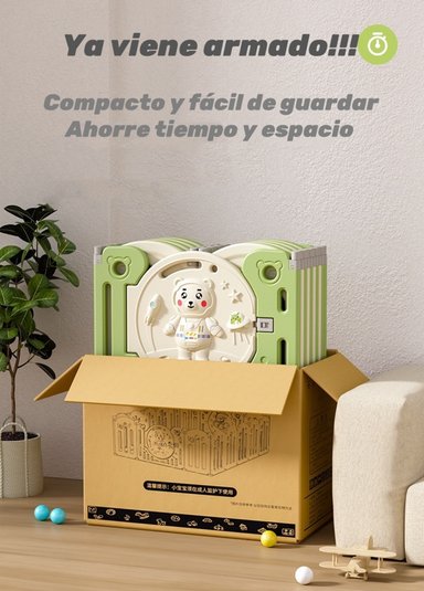 CORRAL LUBABYCAS ARMADO MULTIPOSICIONES ACCESORIOS 160*191 CM VERDE - 7