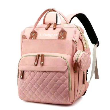 MOCHILA LUBABYCAS MATERNAL IMPERMEABLE CON ACCESORIOS ROSADO - 1