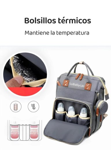 MOCHILA LUBABYCAS MATERNAL IMPERMEABLE CON ACCESORIOS ROSADO - 6