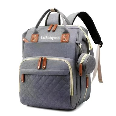 MOCHILA LUBABYCAS MATERNAL IMPERMEABLE CON ACCESORIOS GRIS - 1